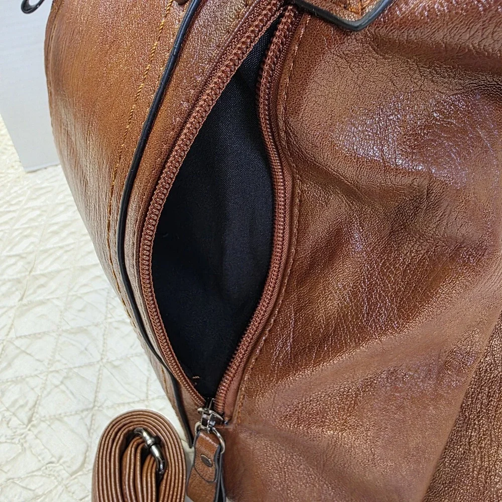 Women Large Tote Shoulder Handbag Soft Faux Leather Satchel Bag Hobo Purse Brown